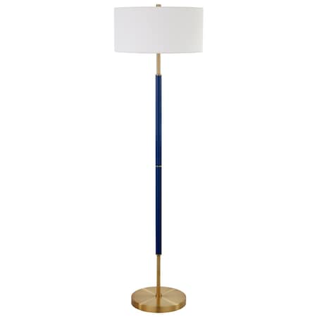 Hudson & Canal Henn &amp; Hart  Simone Blue &amp; Brass 2-Bulb Floor Lamp FL0530